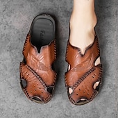 abordables Sandales décontractées-Sandales d&#039;extérieur en similicuir pour hommes avec semelle robuste et design respirant – chaussures confortables pour la randonnée et les vêtements décontractés