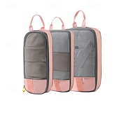 economico deposito bagagli e viaggi-set di contenitori da viaggio con cubi di imballaggio compressi, set da 3/6 cubi di imballaggio compressi per viaggi, organizer per bagagli con rete visiva per vestiti, borsa portatile leggera per
