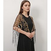 olcso Sálak és Kendők-Retró Ordító 20-as évek 1920-as évek sál Wrap Kendők A nagy Gatsby Flapper lány Flitter Rojt Női Farsang Esküvő Estély Álarcos mulatság Felnőttek Kendő