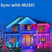 お買い得  USB電源-家のための恒久的な屋外ライト RGB 15m/10m LED ストリングライト 防水 スマート LED 軒先ライト アプリ付き &amp;リモコンクリスマスパーティー、毎日のハロウィーン、すべての休日の装飾、家の屋根と庭の照明