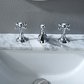abordables Robinets LED-Robinet lavabo - Séparé Plaqué Diffusion large Deux poignées trois trousBath Taps