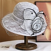 billiga Festhattar-Hattar polyester solhatt semester teparty hästkapplöpning cocktail elegant vintage solskydd med fjäder blommigt huvudbonad