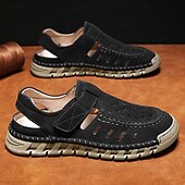 abordables sandalias de exterior-Sandalias beige sin cordones para hombre con diseño perforado y suela acolchada para paseos casuales y ropa de playa.