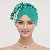 abordables Coiffure de mariage-Coiffure Mélange Polyester / Coton Chapeau souple Turbans Mariage Soirée Rétro Avec Perle Perlage Casque Couvre-chef