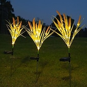 billige Landskapslys-2 stk LED-solar utendørs lys, hvete øre simulering design, jord plug-in lamper for uteplass, gårdsplass, hage, plen, sti, bryllup, fest og festival landskap dekorasjon