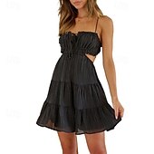 ieftine Rochii de Vacanță-Pentru femei Rochie Mini Rochie albă Rochie de absolvire Rochie Slip Modă Concediu Absolvire Sfârșit de săptămână Fit regulat Simplu Fără manșon Bretele Spagheti Galben Deschis Negru Alb Verde Deschis