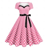 cheap Dresses-Retro Vintage 1950s Dress Swing Dress Polka dots Women&#039;s Carnival Masquerade Daily Wear Bachelorette Party Adults&#039; Dress Homecoming Dresses