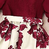 tanie Casualowe sukienki-Dzieci Dla dziewczynek Sukienka Kwiat Krótki rękaw Na zewnątrz Codzienny Niejednolita całość Moda Godny podziwu Poliester Nad kolano Codzienne sukienki Sukienka A line Lato Wiosna 4 lata + Wino