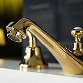 abordables Robinets LED-Robinet lavabo - Séparé Plaqué Diffusion large Deux poignées trois trousBath Taps