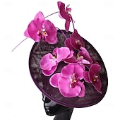 זול פאסינאטורים וכובעים-אביזר לשיער פשתן פו חתונה מסיבת ערב אלגנטית חתונה עם פרח כיסוי ראש כיסוי ראש