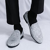 levne Pánské nazouváky a mokasíny-pánské plesové boty - zlaté třpytivé slip-on mokasíny pro okouzlující večerní nošení