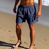 economico Vacanza-Per uomo Shorts Shorts di Lino Pantaloncini Estivi Shorts da Spiaggia Coulisse Elastico in vita Bottone laterale Semplice Comodità Traspirante Lunghezza al ginocchio All&#039;aperto Quotidiano Ferie Moda