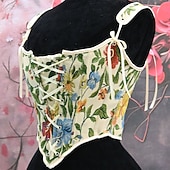 olcso Felsők-Retró Középkori Reneszánsz Fűző Prsluk Bustier Viking Fűzős Virágos Jelmez Női Kelta Fantasy Mindszentek napja Farsang Teljesítmény Parti LARP Felnőttek Fűző