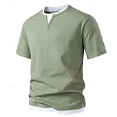 cheap Men&#039;s Casual T-shirts-Men&#039;s T Shirt Tee Short Sleeve Shirt Tee Top Short Sleeve Crew Neck Summer Plain Fashion Designer Basic Patchwork Vacation Street Going out Black Light Green Dark Grey Top Tee for Men