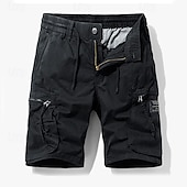 baratos Clássico-Homens Bermuda Cargo Calção Shorts de verão Com Cordão Cintura elástica Bolso Com Zíper Tecido Conforto Vestível Comprimento do joelho Ao ar livre Esporte Diário Moda Casual Preto Azul Royal