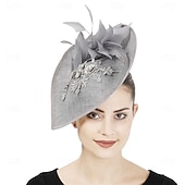 baratos Chapéus e Fascinators-Peça para Cabeça Linho Artificial Penas Casamento Festa de Noite Elegante Casamento Com Penas Capacete Chapéu