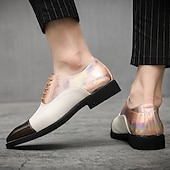 abordables Officiel-chaussures habillées bicolores pour hommes en bronze et crème avec design à lacets, embout élégant pour des événements formels élégants