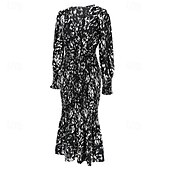 preiswerte abendkleider-Damen Midikleid Cocktailkleid Etui-Kleid Mode Urlaub Ferien Teegesellschaft Normale Passform Leopard Langarm V Ausschnitt Schwarz Khaki Aprikose Sommer