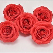 tanie Zapasy imprezowe i imprezowe-5 sztuk dużych sztucznych główek kwiatów róży z jedwabiu, dekoracja ślubna DIY, wieńce, scrapbooking, sztuczne kwiaty na Boże Narodzenie, do domu, ogrodu i dekoracji pudełek ze słodyczami