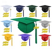 お買い得  職業コスチューム-2025 マット卒業キャップ、2025 タッセル付き、大人用、高校生、学士、修士