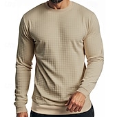 preiswerte Basic-T-Shirts-Herren T Shirt T-Shirt Langarmshirt Langarm Rundhalsausschnitt Sommer Frühling Einfach Mode Designer Basic Jacquard Urlaub Straße Ausgehen Schwarz Weiß Khaki Top T-Shirt für Herren