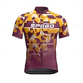 abordables Maillots pour hommes-Homme Maillot Velo Cyclisme Manche Courte Cyclisme Tee-shirt Maillot avec 3 poches arrière VTT Vélo tout terrain Respirable Séchage rapide Conception anatomique Mèche Rose foncé Pourpre foncé Rouge