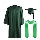 cheap Career &amp; Profession Costumes-Graduation Cap and Gown 2025 Set with Tassel Graduation Stoles for High School College Bachelor