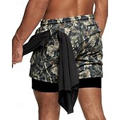 baratos Calções de Banho Masculinos-Homens Bermuda de Surf Shorts de Natação Calção Justo de Natação Côr Camuflagem Secagem Rápida Respirável Com Cordão Cintura elástica 2 em 1 Férias Praia Havaiana Casual Verde