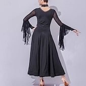 billige Standard ballroom-Ballroom-dans Kjole Krystall / Rhinstein Tvinning Dame Ytelse Trening Langermet Netting Melkefiber