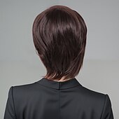 economico parrucca più vecchia-Parrucche sintetiche Ondulato Tessitura riccia Taglio asimmetrico Frangetta dritta A macchina Parrucca 30 pollici A1 Capelli sintetici Per donna Classico Comodo Colore Graduale e Sfumato Marrone