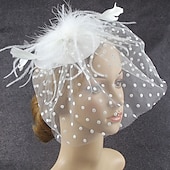 levne Fascinátory-Fascinátory Polyester 30. léta Se širší krempou Závojový klobouk Čajový dýchánek Kentucky Derby Dostih Dámský den koktejl Elegantní Vinobraní Jednoduchý S Peří MiniSpot Přílba Pokrývky Hlavy