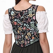 cheap Corsets-Retro Vintage Medieval Renaissance Corset Vest Bustier Viking Lace up Floral Fancy Dress Women's Celtic Fantasy Halloween Carnival Masquerade Vacation Casual Daily LARP Adults' Vest