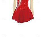 voordelige Schaatsjurken-Kunstschaatsjurk Dames Voor meisjes Schaatsen Jurken Rood Lapwerk Open achterkant Netstof Spandex Rekbaar Opleiding Oefenen Professioneel Kunstschaatskleding Thermisch Warm Kristal / Bergkristal