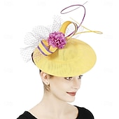 abordables Fascinators-accessoire Imitation Lin Mariage Soirée Élégant Mariage Avec Fleur Casque Couvre-chef