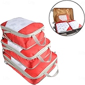 cheap Luggage &amp; Travel Storage-3-Piece Compression Packing Cubes Set for Travel Luggage Storage and Organizer, Mesh Zippered Expanding Storage Bags Set
