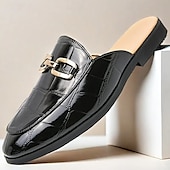 billiga Tillfällig-lackmockasiner för män - sofistikerad slip-on med metallspänne för affärs- och fritidskläder