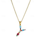 economico I regali-collana con lettera personalizzata, catena hip hop per clavicola, ciondolo con alfabeto in zircone colorato micro-pavé di rame, regalo di gioielli unico per la festa della mamma