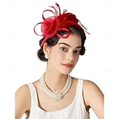 abordables Fascinators-Coiffe Tulle Plumes Mariage Anniversaire Soirée Fête du thé Course de Chevaux Élégant ancien Mignon Avec Plume Casque Couvre-chef