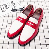 abordables Chaussures sans lacets &amp; mocassins-mocassins en similicuir rouge et blanc pour hommes - chaussures habillées bicolores élégantes pour les affaires et les événements spéciaux