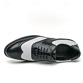baratos Formal-Sapatos Oxford Brogue Masculinos Bicolor com Ponta Asa em Branco e Marrom, Sapatos Sociais Vintage em Couro Inspirados em Gatsby para Festas, Casamentos e Eventos Formais de Jazz na Década de 1920