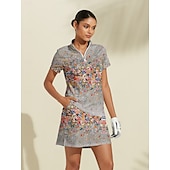 cheap Women&#039;s Golf Clothing-Women&#039;s Golf Polo Shirt Grey Short Sleeve Top Ladies Golf Attire Clothes Outfits Wear Apparel
