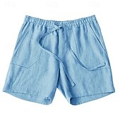 economico Classico-Per uomo Shorts Shorts di Lino Pantaloncini Estivi Shorts da Spiaggia Coulisse Elastico in vita Tasca Frontale Semplice Comodità Traspirante Lunghezza al ginocchio All&#039;aperto Lavoro Quotidiano Moda