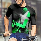 Недорогие Мужские джерси-Муж. Велокофты Геометрический принт С короткими рукавами Велоспорт Футболка Футболка Джерси с 3 задними карманами Горные велосипеды Быстровысыхающий Анатомический дизайн Фитиль Дышащий Виды спорта