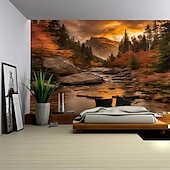 Недорогие пейзаж гобелен-Природный пейзаж Подвесной гобелен Мурал Искусство Широкоформатный гобелен Мурал Декорация Фоновое фото Одеяло Занавеска Декор для дома Спальня Гостиная