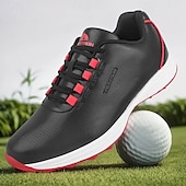 preiswerte Herren Golfschuhe-Herren Performance Golf Sneaker in Weiß mit roten Schnürsenkeln, atmungsaktive Mikrofaser, ideal für Amateurgolfer