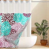 cheap Shower Curtains-No Hook Leaves Pattern Shower Curtain 180cm*180cm(70&quot;*70&quot;), Double Layer Waterproof Bathtub Curtain with Snap-in Fabric Liner &amp; Sheer Top Window for Bathroom Decor