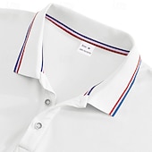  Homens Camisa de golfe Polos Piquê Casual O negócio gola pólo com nervuras Manga Curta Moda Básico Côr Sólida Botões Verão Primavera & Outono Normal Branco Verde Claro Azul Marinho Camisa de golfe