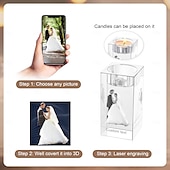 cheap Wedding Gift-Personalized Crystal Candle Holder with Custom Photo &amp; Text (No Candle Included) – Father&#039;s Day, Mother&#039;s Day, Christmas, Valentine&#039;s Day, Birthday, Anniversary Gift – Elegant Home Decor &amp; Warm Gift