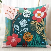 baratos estilo floral e plantas-Capa de Almofadas Decorativas de Flores 1PC Capa de Almofada Quadrada Macia para Sofá Capa de Almofada para Quarto Sala de Estar Cadeira