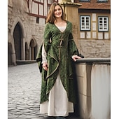levne Šaty-Retro Středověké Renesanční Šaty Plesové šaty Viking Keltský rytíř Dámské Keltské Královský předvečer Všech svatých Karneval Výkon Párty LARP Dospělé Šaty